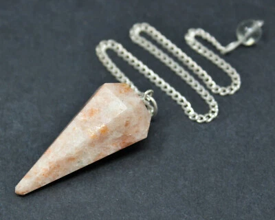 Sunstone Faceted Pendulum with Chain (Dowsing, Divination)  - Image 1 of 4