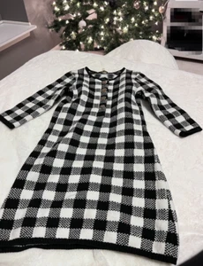 MAJE Rimia Black White Knit Sweater Mod Dress Size 1 - Picture 1 of 6