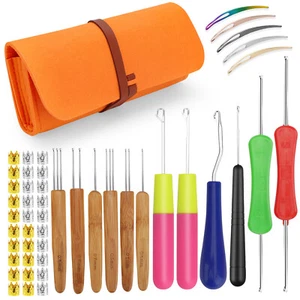 48 Pcs Dreadlock Crochet Hook Tool Set 6 Different Size Bent Latch Hook - Picture 1 of 7