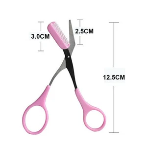 Women Ladies Pro Eyebrow Trimmer Comb Eyelash Hair Scissors Cutter Remover Tool - Picture 1 of 6
