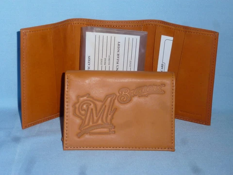 MILWAUKEE BREWERS   Leather TriFold Wallet   NEW!   tan  bb Cover