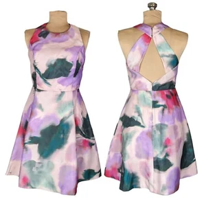 NWT Sz 4 Rachel Roy Dress Pink Purple Floral Cut Out Back Garden Party Wedding - Picture 1 of 24