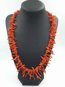 COLLANA IN ARGENTO 925 CON FRANGIA CORALLO ROSSO SCURO MEDITERRANEO DONNA - Foto 1 di 7