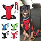 Dog Harness Breathable Car Safety Air Mesh Puppy Seat Belt Clip Lead Dogs Pet UK