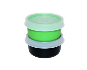 Tupperware Smidgets Set of 2 Little 1 oz. Mini Storage Containers Green Black ❤️ - Picture 1 of 2