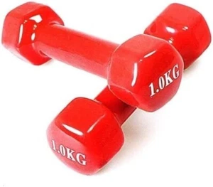 PEBBLE HUG 1 Kg PVC & Vinyl Dumbbells Weights for Men & Women, Unisex, Home Gym - Picture 1 of 5