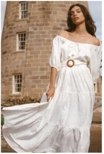 Spell & The Gypsy Gardenia Gown Dress Medium 100% Linen - Picture 1 of 7