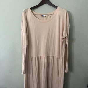 Free People Beach Cameron Dress Women Beige Oversized Slouchy Lagenlook Size L - Bild 1 von 11