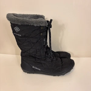 Columbia Black Quilted Fur Lined Lace Up Tall Winter Boots Size 9 - Picture 1 of 8