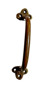 Antique Vintage Solid Brass Pull Handle 5 3/8” Clover Plates Marine Trunk Drawer - Picture 1 of 14