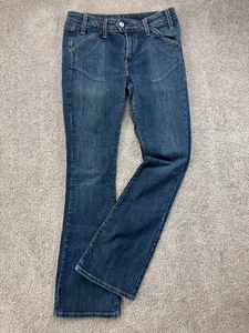 Levi's Jeans Junior's 7 M 30x32 Boot Cut Dark Wash Flap Pocket Super Low Western - Picture 1 of 17
