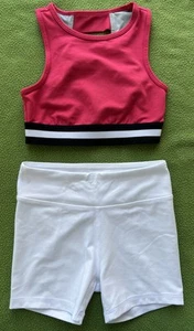 Girls Zella Activewear Sports Training Top DSG White Biker Shorts Outfit Set 7 8 - Picture 1 of 13