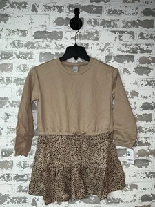 NWT! Carter's Long Sleeve Dress - Brown Top + Leopard Print Skirt Size 8 - Picture 1 of 7