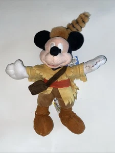 NWT Mickey Mouse Plush with Coon Skin Hat Disney World Frontier 11” Tall - Picture 1 of 8