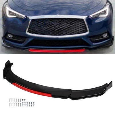 Front Bumper Lip Splitter Spoiler Body Kit Gloss Black+Red For Infiniti G35 G37 Foto 1 de 4