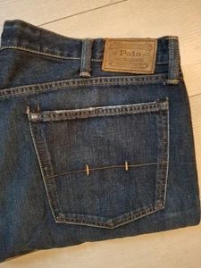 Men Polo Ralph Lauren Authentic Dungarees Jeans 42×32 Hampton Straight Y2k Dark - Picture 1 of 24