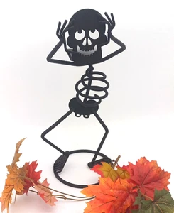 PartyLite Bones Skeleton Candle Holder P7864 Metal Iron Black Halloween 15" READ - Picture 1 of 8