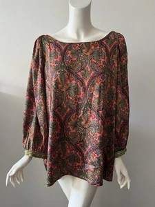 Blusa LOFT Outlet Coral Paisley Estampada Cuello Barco Poliéster Satinado XXL - Imagen 1 de 5
