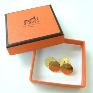 Hermes Serie Cufflinks Gold Color Men Accessories Used from Japan - Picture 1 of 18