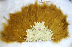 Beautiful Detailed New Design Champagne Gold Hand fan wedding African Handfan - Picture 1 of 3