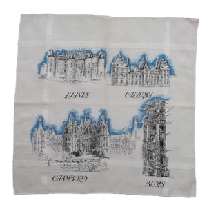 Handkerchief Vintage Top Pocket Square Hanky 1940s 1950s Tourist France Blois - Picture 1 of 12