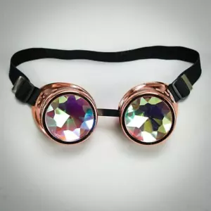 Steampunk Goggles Eyewear Spectacles Eye Mask Kaleidoscope Rose Gold Halloween M - Picture 1 of 3