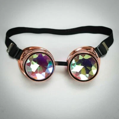 Steampunk Goggles Eyewear Spectacles Eye Mask Kaleidoscope Rose Gold Halloween M - Image 1 of 3