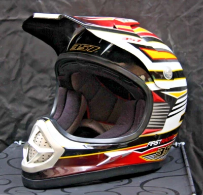 CASQUE DE MOTOCROSS + VISIERE DE RECHANGE  ENFANT "FIRST 357" TAILLE: 49-50 - Photo 1/4