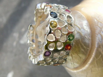 Solo su ordinazione, anello in argento 925, zaffiro,rubino,smeraldo,tormalina - Immagine 1 di 4