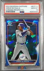 Josue De Paula 2023 1st Bowman SAPPHIRE Chrome Prospects PSA 10 #BCP-111 Dodgers - Picture 1 of 2