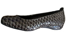 AJ Valencia Patent Leather Low Heel Slip-On Shoe Size 8.5, Brown Alligator