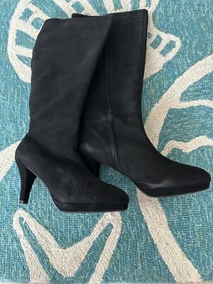 Elegantes botas de gamuza negras hasta la rodilla para mujer talla 10 M Foto 1 de 4