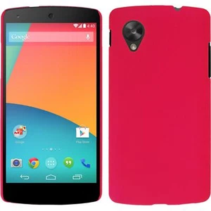 Hardcase für Google Nexus 5 Hülle pink gummiert + 2 Schutzfolien - Bild 1 von 4