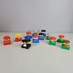 LEGO Duplo Square People Lot 12 Mini Figures Red Blue Green Vintage Toy Set - Picture 1 of 5