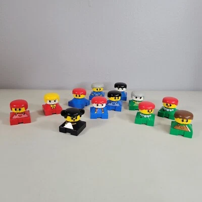 LEGO Duplo Square People Lot 12 Mini Figures Red Blue Green Vintage Toy Set - Image 1 of 4