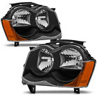 For 2008-2010 Jeep Grand Cherokee Black Amber Factory Style Headlights Assembly