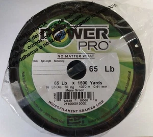 Power Pro 65lbs 1500 Yard Spule Moosgrün Geflochtene Angelschnur - Bild 1 von 2