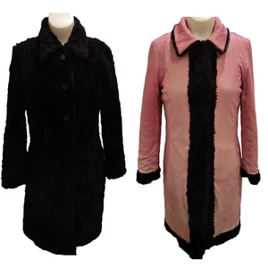 BB DAKOTA Black Faux Fur Teddy Coat STEVE MADDEN Reversible Pink Mid Lgth Kids L - Picture 1 of 16