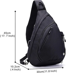 Crossbody Sling Backpack Concealed Carry Water-Proof Backpack Shoulder Bag Black - Picture 1 of 6
