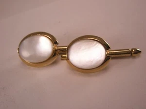SINGLES (2) 1/2" Oval Mother of Pearl Vintage SWANK Formal Tux Prom Studs g75 - Picture 1 of 6