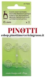 BOTTONI AUTOMATICI PLASTICA TRASPARENTE A PRESSIONE MM.15 - BUSTA DA 2 BOTTONI - Foto 1 di 2