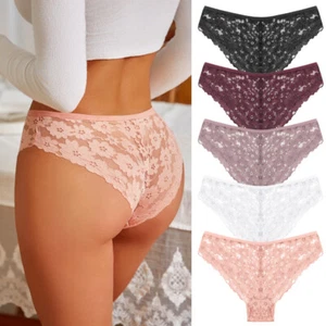 Lotto 5 confezioni slip intimo donna sexy pizzo trasparente vedi attraverso lingerie - Foto 1 di 10