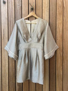 SASS & BIDE 'Charm Unending" Kimono Sleeve Gold Mini Dress - Size 38 / 8 - $470 - Picture 1 of 12