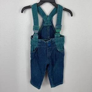 Lee Vintage Overall Lätzchen Kinder Baby 12 Monate blau grün Denim Freizeit gestreift USA - Bild 1 von 15