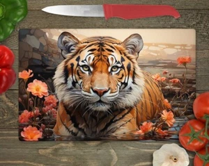 Tiger Chopping Board, Glass Worktop Saver, Tiger Gifts, Birthday, Housewarming - Picture 1 of 9