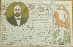 Art Nouveau Nude and Snake 1898 French Postcard, Emile Zola, Color Litho - Picture 1 of 1