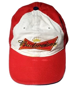 Budweiser Embroidered Baseball Trucker Hat Crown Red Logo Slide back Official - Picture 1 of 11