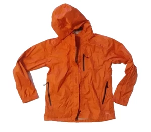 REI Kids Girls Orange Hooded Waterproof Rain Jacke SIZE LARGE (14-16) - Picture 1 of 4