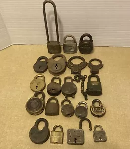 Lot of 20 Antique & Vintage Locks Padlocks Brass ALL DIFFERENT MAKES & SIZES - Picture 1 of 11
