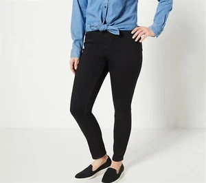 Denim& Co Cozy Touch Denim Pull-On Jeggings Black 6 NWOT (636) - Picture 1 of 2